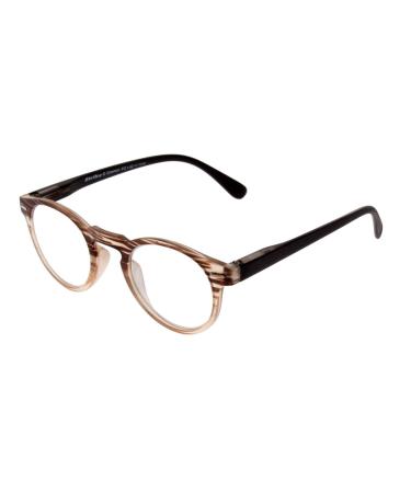 STRIKE Eyewear reading glasses reading aid round with flexible temples striped optics brown +3