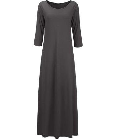 Jacansi Women's 3/4 Sleeve Maxi Dress with Pockets - XXL Dark Gray - Buy Online on GoSupps.com