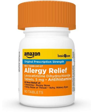 Amazon Basic Care Levocetirizine Dihydrochloride Tablets 5mg - 80 Count | All Day Allergy Relief Antihistamine - Buy Online on GoSupps.com