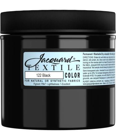 Jacquard Fabric Paint for Clothes - 8 Oz Textile Color - Black - Leaves Fabric Soft - Permanent and Colorfast - Professional Quality Paints Made in USA - Holds up Exceptionally Well to Washing 8 Ounce (Pack of 1) Black