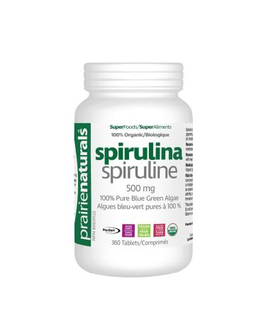 Prairie Naturals Organic Spirulina Blue Green Algae Tablets - 360 Count 360 count (Pack of 1)