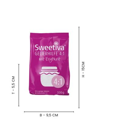 Sweetiva Gelierhilfe 4:1 with Erythritol 330g | Low-Calorie Gelling Sugar Replacement for Jam & Jelly | Vegan & Tooth-Friendly - Buy Online on GoSupps.com
