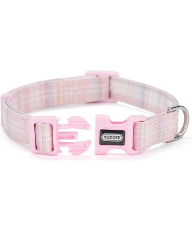Yudote Soft Dog Collar for Small Dogs | Checkered Fabric Sensitive Skin | Light Pink (1-Pack) - Buy Online on GoSupps.com