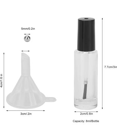 Nail Polish Bottle with Funnel Nail Polish Bottle with Brush Cap Transparent for Nail Polish for Acetone - Buy Online on GoSupps.com