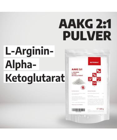 Buy Nutrinax AAKG 500G Powder | Vegan L-Arginine Alpha-Ketoglutarate 2:1 | No Fillers/Additives | 100 Portions | Premium Quality Amino Acid - Buy Online on GoSupps.com