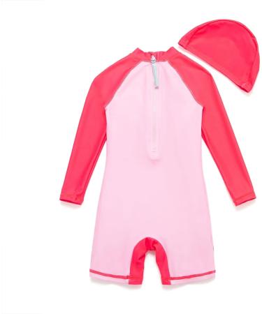 BONVERANO Baby Girls Long-Sleeve Swimsuit UPF 50+ Sun Protection | Toddler Bathing Suit 18-24 Months Pink - Buy Online on GoSupps.com