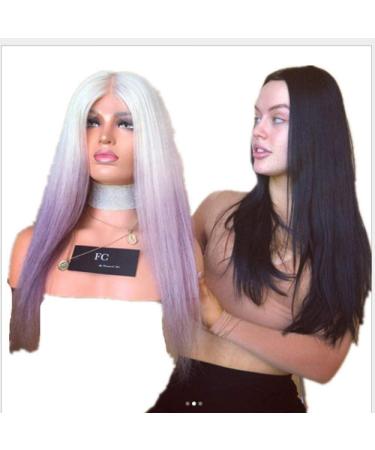 BGHJUE African Purple Gradient Long Straight Lace Front Wig - Pre Plucked Human Hair for Black Women | Brazilian Remy Quality - Buy Online on GoSupps.com