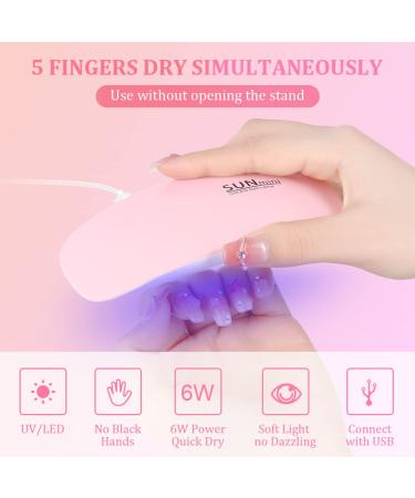 URAQT Mini Gel Nail Lamp - Portable 6W UV LED Gel Nail Dryer with USB, Professional Nail Art Tool for Gel Polish - Pink - Buy Online on GoSupps.com