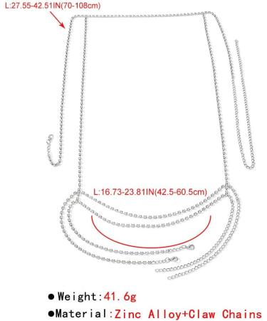 Rhinestone Leg Chain & Layered Body Chain - Silver Thigh & Tennis Belly Chain for Women - Sexy Party Beach Accessory - Buy Online on GoSupps.com