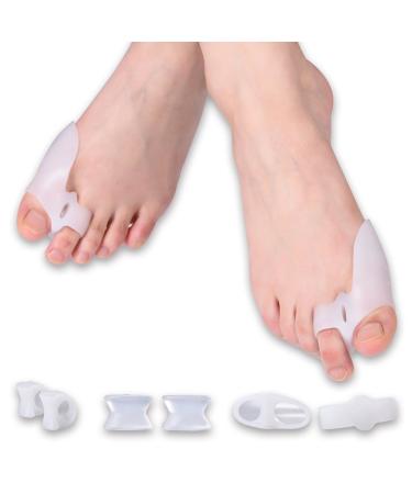 Doact gel toe spreader set - hallux valgus correction large toe separator bunion corrector pain relieve bunions - for men and women (4 couples)