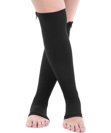 Medical Knee-High Compression Stockings for Men & Women 20-30 mmHg for Varicose Veins & Edema Open Toe Design Black - Buy Online on GoSupps.com
