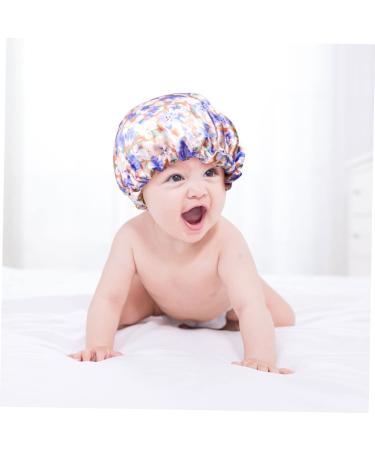 Hemoton Kids Shower Cap - Adjustable Double Layer Flowers Blue Bath Hat for Night Sleeping - Buy Online on GoSupps.com