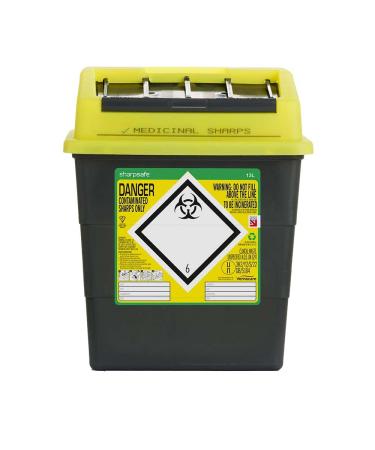 Sharpsafe 13 Litre 5th Generation Yellow/Grey -Sharps Bin Clinical Waste Disposal