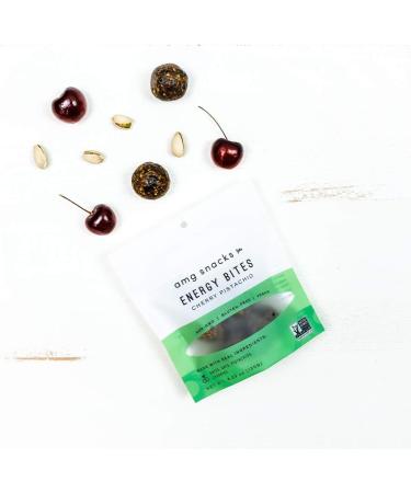 AMG Snacks Cherry Pistachio Energy Bites - 4.3oz Pack of 3 (18 Bites) | Nut & Date Bars | Non-GMO, Gluten-Free, Vegan | All Natural Ingredients - Buy Online on GoSupps.com