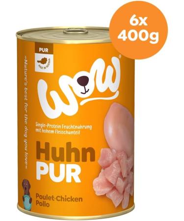WOW PUR Protein Wet Food with Chicken 6 x 400 g | Rich food for adult dogs | Premium quality with high meat and offal content I Grain-free & high tolerance - Buy Online on GoSupps.com