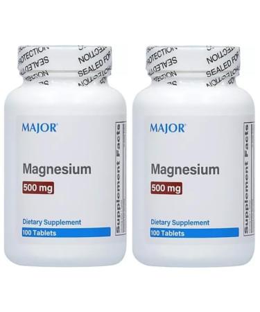 2/Pack Magnesium Oxide 500mg Tablets 200 Tablets Bone & Joint Supplement Dietary Supplement Gluten/Lactose Free Value Pack