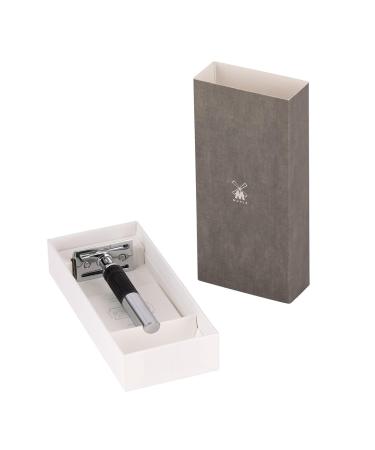 M HLE NEO Safety Razor | Eco-Friendly Double Edge Razor for Beginners & Experts | Chrome & Black Silicone Grip | Sustainable & Reusable for Men & Women - Buy Online on GoSupps.com