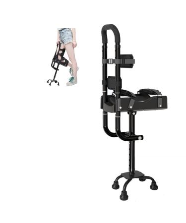 Pain Free Knee Crutch Single Leg Telescopic Hands Free Crutch Anti-Slip Knee Alternative To Crutches Walking Support For Ankle Fractures Sprains Calf (Color : Black Size : Right) Right Black