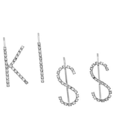 OFFSCH 1 Set Kiss Hairpin Letter Hair Barrettes Hair Decorations for Women Hair Accessories for Women Wedding Rhinestone Hair Kiss Hair Barrette Glitter Hair Pin Clip Crystal Alloy Miss