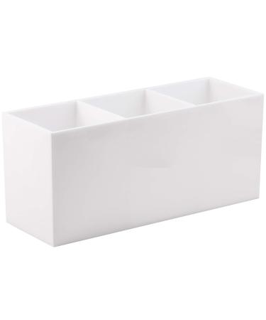 Makeup Brush Holder Organizer Cosmetic Brushes Container Storage 3 Slots - Great for Vanity (White) 03-White