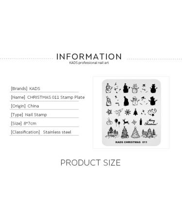 KADS Christmas Nail Stamping Plate - Festive Elk, Snowman, Bell, Balloon, Christmas Tree Design (CH011) - Buy Online on GoSupps.com