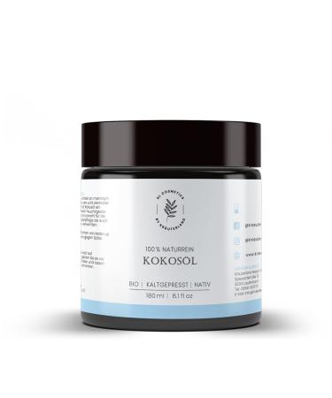 Herballand organic coconut oil 180ml glass intellers - skin care coconut fat native cold -pressed unaffected - coconut oil for skin & hair - in premium quality 1x coconut oil 180ml