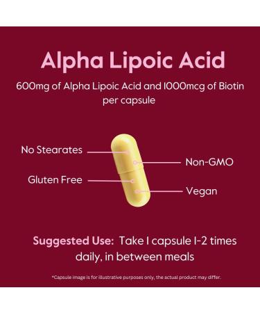 Buy BESTVITE Alpha Lipoic Acid 600mg with Biotin - 120 Vegetarian Capsules No Fillers Enhance Absorption - International Shipping Available - Buy Online on GoSupps.com