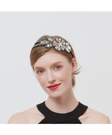 4 Piece Flower Rhinestone Headband Set for Women and Girls - Crystal Beaded Hairbands in Gray Purple - Non-Slip Double Row Design - Buy Online on GoSupps.com