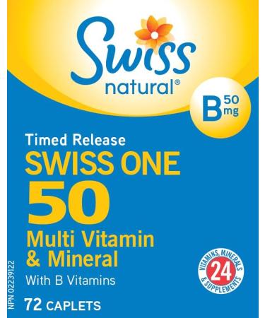 Swiss Natural Timed Release Swiss One 50 | All in One Multi Vitamin & Mineral with B Vitamins | Daily Maintenance for Overall Health | No Additives (72 Caplets) | Pack of 3 - Buy Online on GoSupps.com