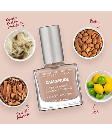 Dermelect Camo-Nude Nail Treatment Base Coat with Keratin Protein Peptides - Strengthening and Smoothing Formula for Nail Ridges and Yellowing Nails - 0.4 oz - Buy Online on GoSupps.com