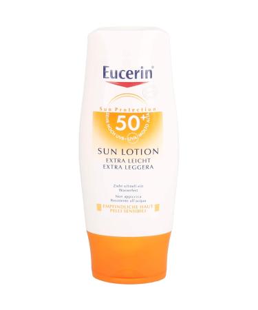 Eucerin Sensitive Protect Sun Lotion Extra Light SPF 50+ | 150 ml - Ultimate UV Protection for All Skin Types - Buy Online on GoSupps.com