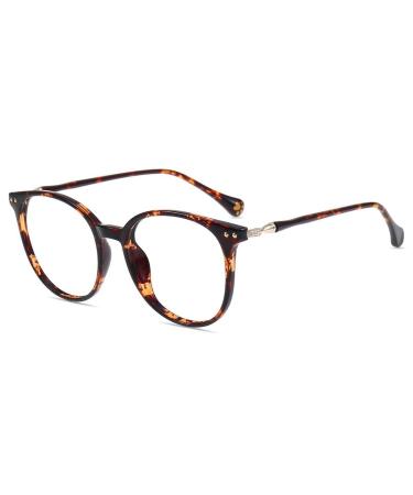 Firmoo Round Blue Light Blocking Reading Glasses Men/Women Computer Eyewear Anti Eye Strain Reader Glasses Tortoise 0.75 x