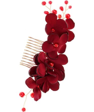 Housoutil 1pc Women Hair Accessories Accesorios Para Wedding Decoration Girl Hair Clips Hair Clips for Men Hair Accessories for Girls Rhinestone Headpiece Comb Red Korean Bride - Buy Online on GoSupps.com