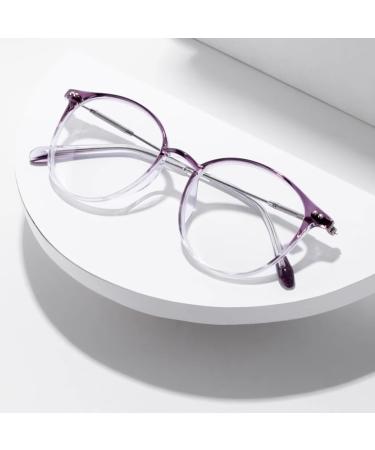 Fashion Oversized Round TR Reading Glasses for Women | 3.5x Blue Light Blocking & Anti Eyestrain in Purple - Shop Internationally - Buy Online on GoSupps.com