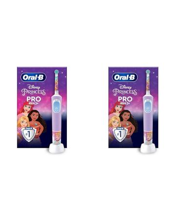 Oral-B Pro Kids Princess Electric toothbrush for children from 3 years including sensitive+ mode for dental care extra soft bristles 1 plug-in brush 4 stickers purple/blue 1 piece (2-pack) Princess