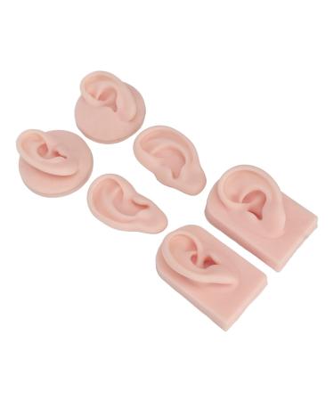 3 Pairs Silicone Ear Model Soft Flexible Simulation Human Ear Model for Piercing Practice Jewelry Display (Light Skin Colour)