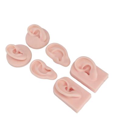 Human Ear Model Soft Silicone Ear Model 3 Pairs Reusable For Earrings For Display Accessories (Light Skin Color)