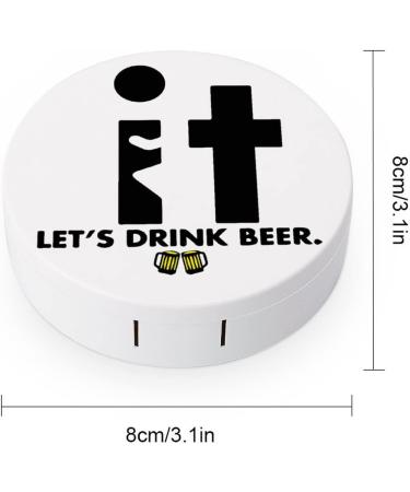 Fck It Drink Beer Round Case For Contact Lens Kit Storage Box with Mirror Printed - Buy Online on GoSupps.com