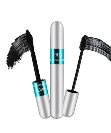 2 Pack Vibely Mascara 5x Longer Washable 2 in 1 4D Silk Fiber Lash Mascara No Clumping Long-lasting Thrive Black Mascara 0.35 Ounce (Pack of 2)