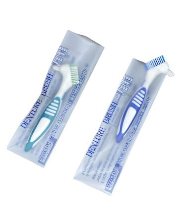 Denture cleaning brush multi -layered bristles false teeth foster tools bristles and ergonomic handle for travel at home denture cleaning brush with case