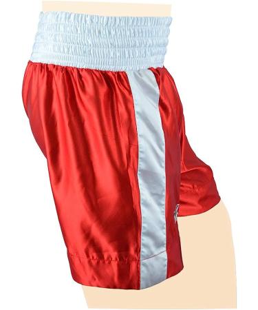 Men's Boxing Shorts for Training & Fitness | MMA Kickboxing Trunks - Red/White - Medium - Buy Online on GoSupps.com