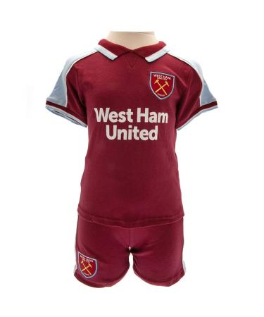 Brecrest Fashion Ltd West Ham United FC Baby Kit Sleepsuit Bodysuit Tutu Bibs or Shirt and Short (18-23 Months Shirt and Short Set)