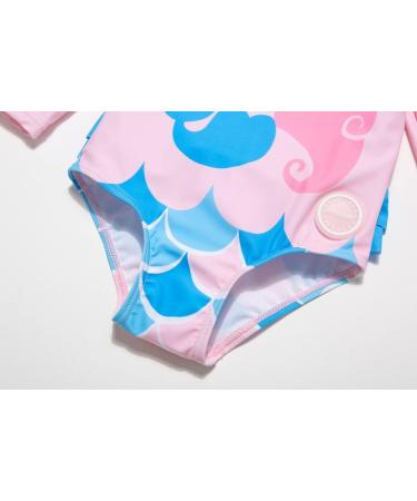Bonverano Baby Girls Swimsuit UPF 50+ Long-Sleeve Mermaid One Piece - 3-6 Months - Buy Online on GoSupps.com