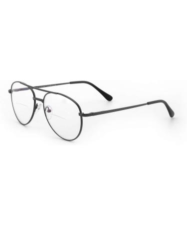 Aviator Blue Light Blocking Bifocal Reading Glasses & UV400 Sunglasses | Clear & Gray Lenses 2.5 Diopters - Shop Internationally - Buy Online on GoSupps.com