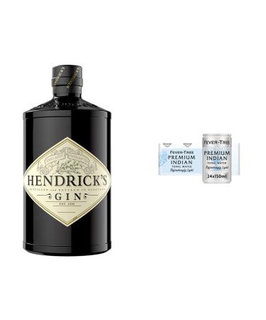 Hendrick's Gin 70cl & Fever-Tree Refreshingly Light Indian Tonic Water 8 x 150ml (Pack of 3 Total 24 cans)