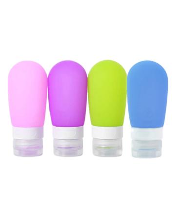 Perfecbuty 4PCs 80ml Portable Travel Silicone Set BPA-Free and TSA approved travel containers for shampoo rinsing shower gel lotion etc toilet items & body care