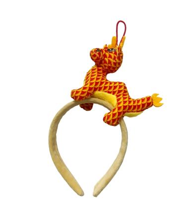 Bottone Cartoon Stuffed Dragon Shape Hairband Photography Hair Holder New Year Party Headband for Girls Women Multiple Color Red