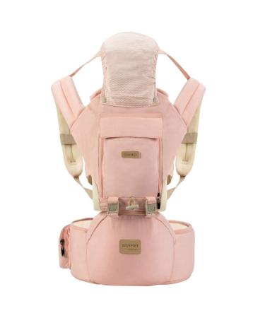 SONMEI Ergonomic Baby Carrier with Hip Seat 360 Positions Soft and Breathable All Seasons for Newborns and Toddlers Hiking Shopping Travelling Pink