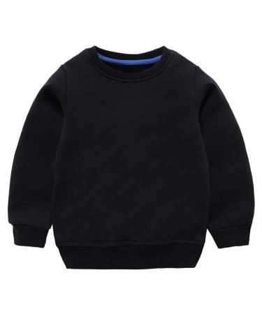 Taigood Kids Jumper for Boys Cotton Sweatshirt Long Sleeve T Shirts Pullover Autumn Winter Age 1-7 Years 5-6 Years Black