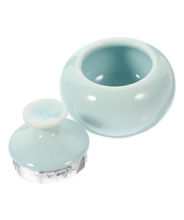 Healeved makeup jar lip balm holder ceramics skincare cosmetic sample containers 4.7x4.7cm Sky-blue